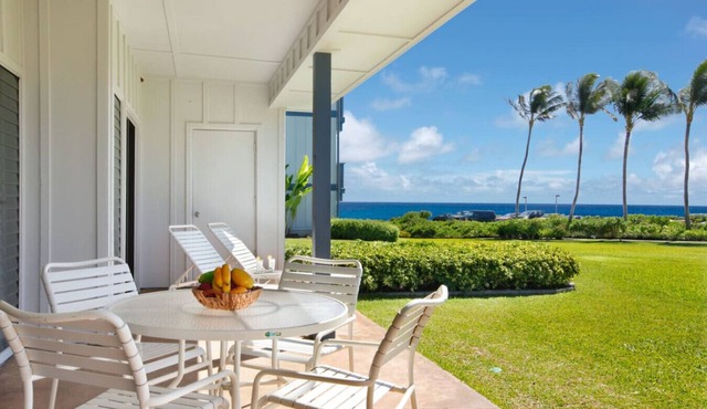 1st Floor 2BR Ocean View Steps to Beach Pool AC Sleeps 6 in Koloa