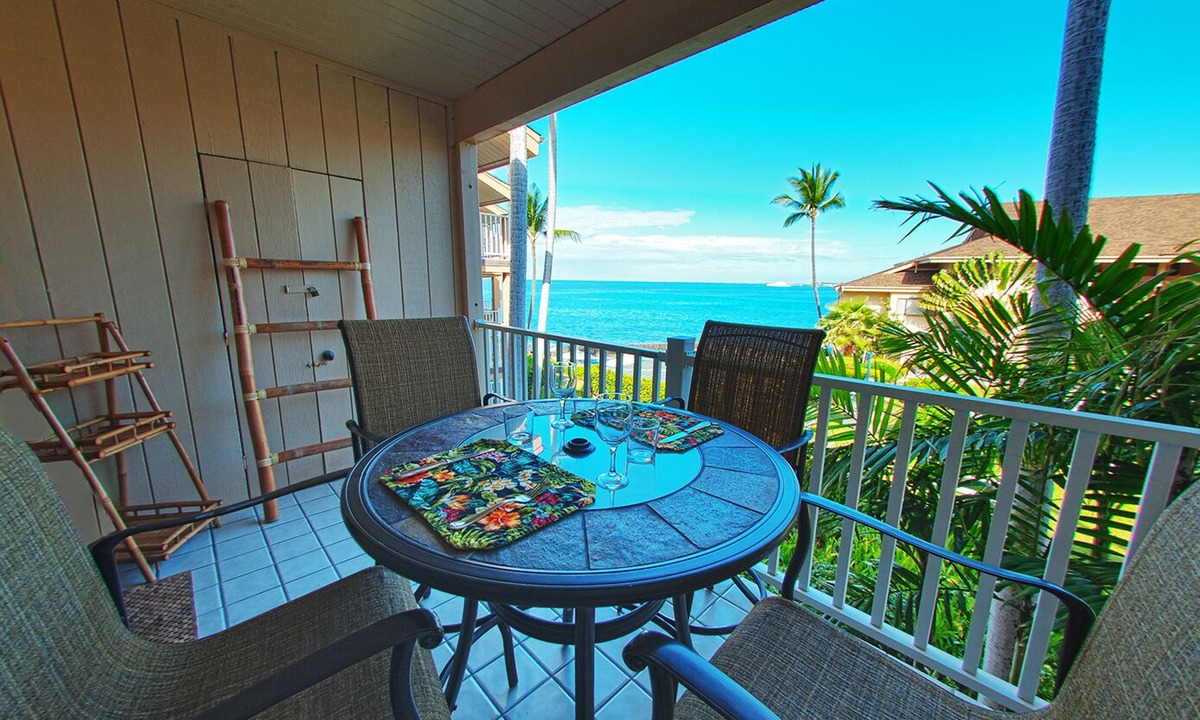 Kailua-Kona Condo | Ocean Front at a Safe Distance! Plus Full View Garden & Pool!