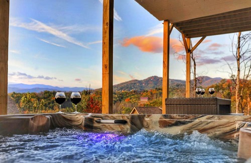 Chalet Village North Cabin | INCREDIBLE Mountain View Cabin! Huge Game Room! Theater! Fire Pit! 2 car garage!